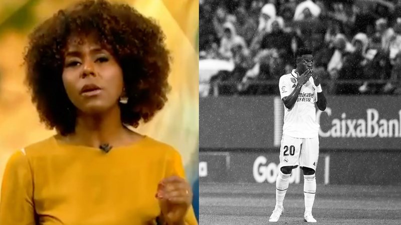Jogador do Real Madrid foi vítima de gritos racistas no último domingo (21) - TV Globo e Instagram/@vinijr