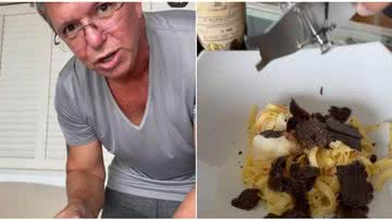 Boninho publicou um vídeo acrescentando pedaços de cogumelo em um prato de fettucine - Boninho publicou um vídeo acrescentando pedaços de cogumelo em um prato de fettucine