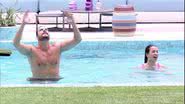 Larissa e Gustavo aproveitaram dia de piscina - Reprodução/Tv Globo