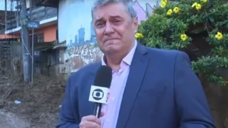 Flávio Fachel se emociona na cobertura de Petrópolis - Globo