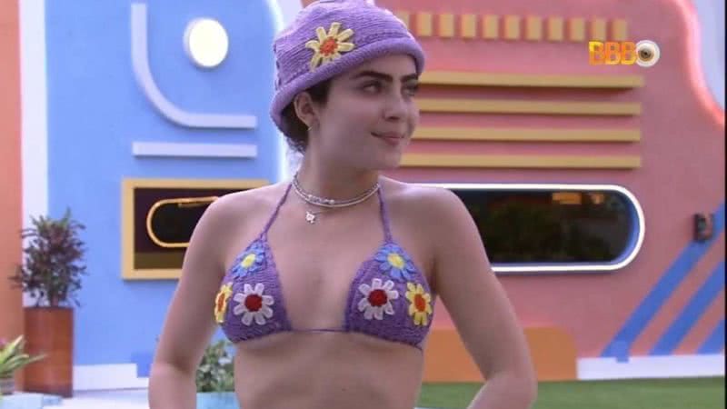 Jade Picon enaltece biquíni de crochê - Reprodução/Tv Globo