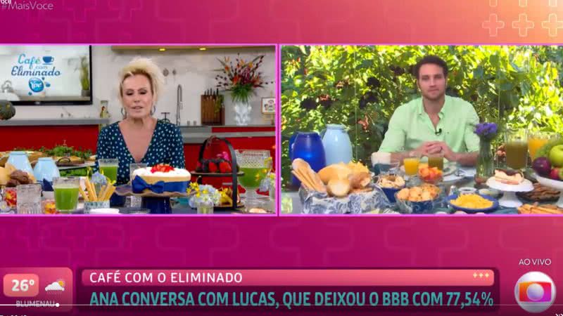 Eliminado da semana, Lucas foi tomar café com Ana Maria Braga no 'Mais Você' - TV Globo
