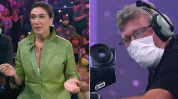 Lilia Cabral confunde câmera do "Domingão" com Boninho e diverte Luciano Huck - Montagem/TV Globo