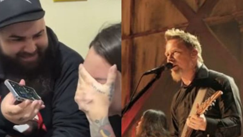 Pais de criança nascida durante show do Metallica no Brasil conversaram com o vocalista, James Hetfield. - Youtube/Instagram @rosshalfin