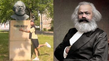 Pabllo Vittar posa para foto com estátua de Karl Marx na Alemanha - Reprodução/Internet