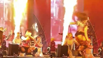 Cabelo de dançarina de Luísa Sonza pega fogo no meio de show - Twitter/@NazareAmarga