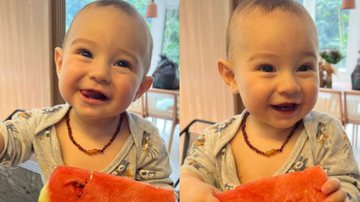 O pequeno Francisco encantou a web ao comer melancia - Instagram/@thailaayala