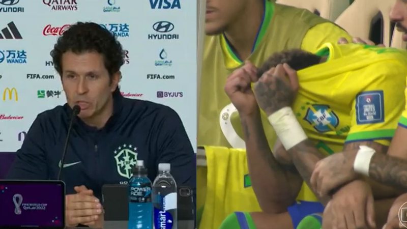 Médico da seleção diz que Neymar sofreu entorse no tornozelo direito - Reprodução/SporTV e Globo
