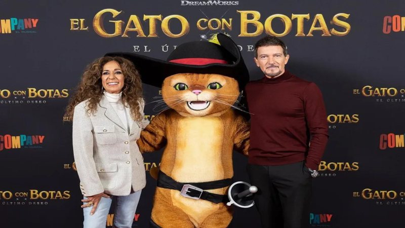 Antonio Banderas em evento publicitário de seu nome filme, 'O Gato de Botas 2: O Ultimo Pedido'. - Instagram/@antoniobanderas