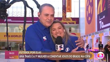 Luis Roberto e Ana Thaís se emocionaram com VT especial. - TV Globo