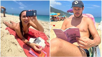 Rafa Kalimann e José Loreto curtiram o dia de sol em uma praia do Rio. - Instagram/@rafakalimann