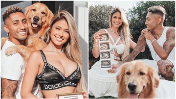 Raphinha posou para fotos ao lado da esposa e o cachorro da família para comemorar. - Instagram/@raphinha