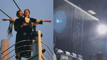 Sala de cinema em São Gonçalo foi inundada durante uma sessão de 'Titanic' - Divulgação/IMDb e Tiktok/Gablcampos
