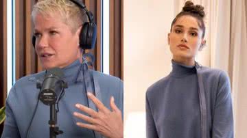 Em entrevista, Xuxa usou vestido cinza de grife emprestado da filha - Reprodução/Youtube e Instagram/Sasha Meneghel