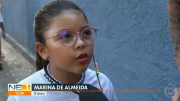 A menina deu uma resposta sincera na hora de dar entrevista. - TV Globo