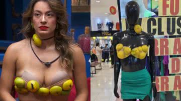 Sutiã de Bia customizado com cascas de frutas ganha as ruas - Reprodução/TV Globo/Instagram
