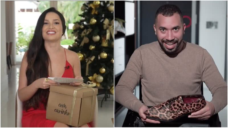 Juliette e Gil trocaram presentes no amigo secreto do 'Fantástico' - TV Globo