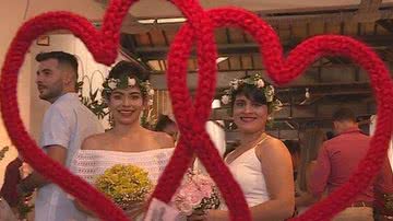 As noivas Amanda Lima e Aline Santos estão juntas há 4 anos. - Reprodução/ TV Globo