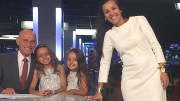 Ricardo Boechat ao lado das filhas, Valentina e Catarina, e da esposa, Veruska Seibel - Reprodução/Instagram
