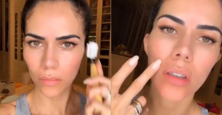 Dani Albuquerque compartilhou sua rotina de alongamento facial nas redes sociais - Reprodução/Instagram