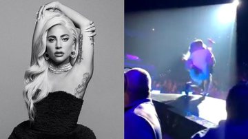 Lady Gaga cai de palco após subir no colo de fã - Twitter: @laur_calderone