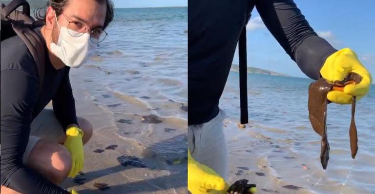 Túlio Gadêlha contribui na limpeza das manchas de óleo em praias - Instagram/ @tulio.gadelha
