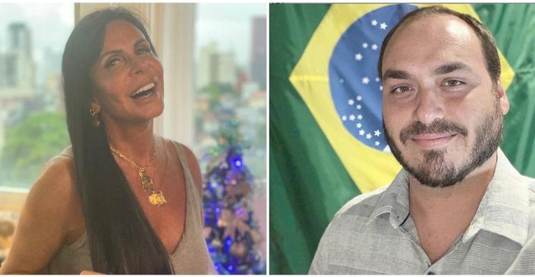 Gretchen e Carlos Bolsonaro têm atrito nas redes sociais - Instagram/@mariagretchen/@carlosbolsonaro