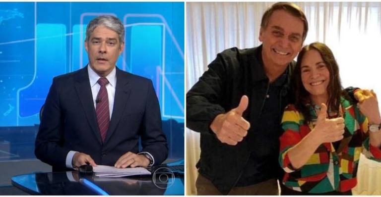 William Bonner lê comunicado oficial da Rede Globo para Regina Duarte - Reprodução