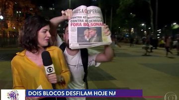 A jornalista levou um susto com o invasor - TV Globo