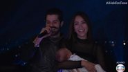 Alok, a esposa Romana Novais e o filho Ravi, de quatro meses - Globo