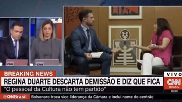 Regina Duarte se irrita durante entrevista ao vivo - Reprodução/CNN Brasil