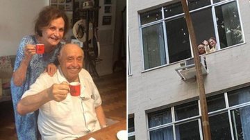 Rosamaria Murtinho e Mauro Mendonça cumprimentam família pela janela de casa - Instagram/@roseiramur