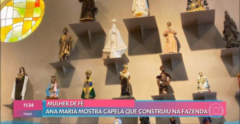 Apresentadora colocou sua coleção de santos recebidos ao longo dos anos. - TV Globo