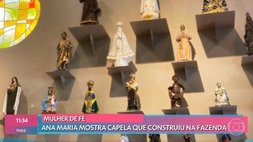 Apresentadora colocou sua coleção de santos recebidos ao longo dos anos. - TV Globo