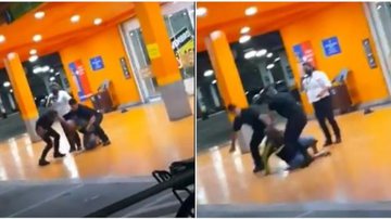 João Freitas sendo agredido por dois homens brancos em supermercado - Reprodução/Twitter
