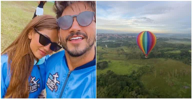 Gui Napolitano e Catherine Bascoy curtem passeio de balão e pulam de paraquedas - Instagram/@guinapolitano