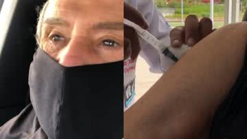 Stênio é flagrado recebendo a vacina contra Covid-19, em um vídeo publicado pela esposa, - Instagram/@mari_saade