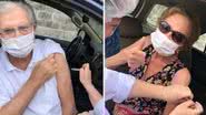 Tarcísio Meira publicou uma montagem dele e da esposa, Glória Menezes, recebendo a segunda dose do imunizante contra o novo coronavírus - Instagram/@_tarcisiomeira