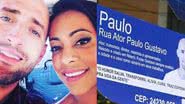 Samantha Schmütz e Paulo Gustavo; placa instalada da rua Ator Paulo Gustavo - Instagram/@samanthaschmutz