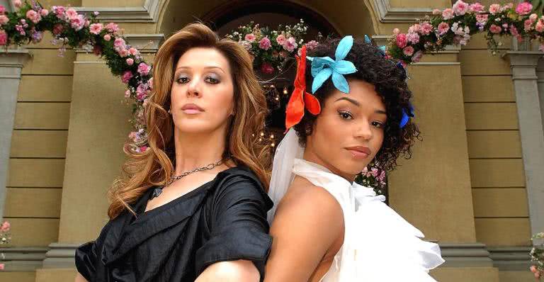 Clotilde (Juliana Alves) e Jaqueline (Claudia Raia) em 'Ti Ti Ti' - TV Globo / Alex Carvalho