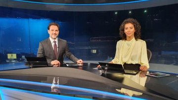 Paulo Renato Soares e Aline Midlej em suas estreias no JN - TV Globo