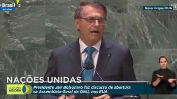 Jair Bolsonaro em discurso na ONU. - TV Brasil