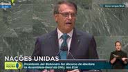 Jair Bolsonaro em discurso na ONU. - TV Brasil