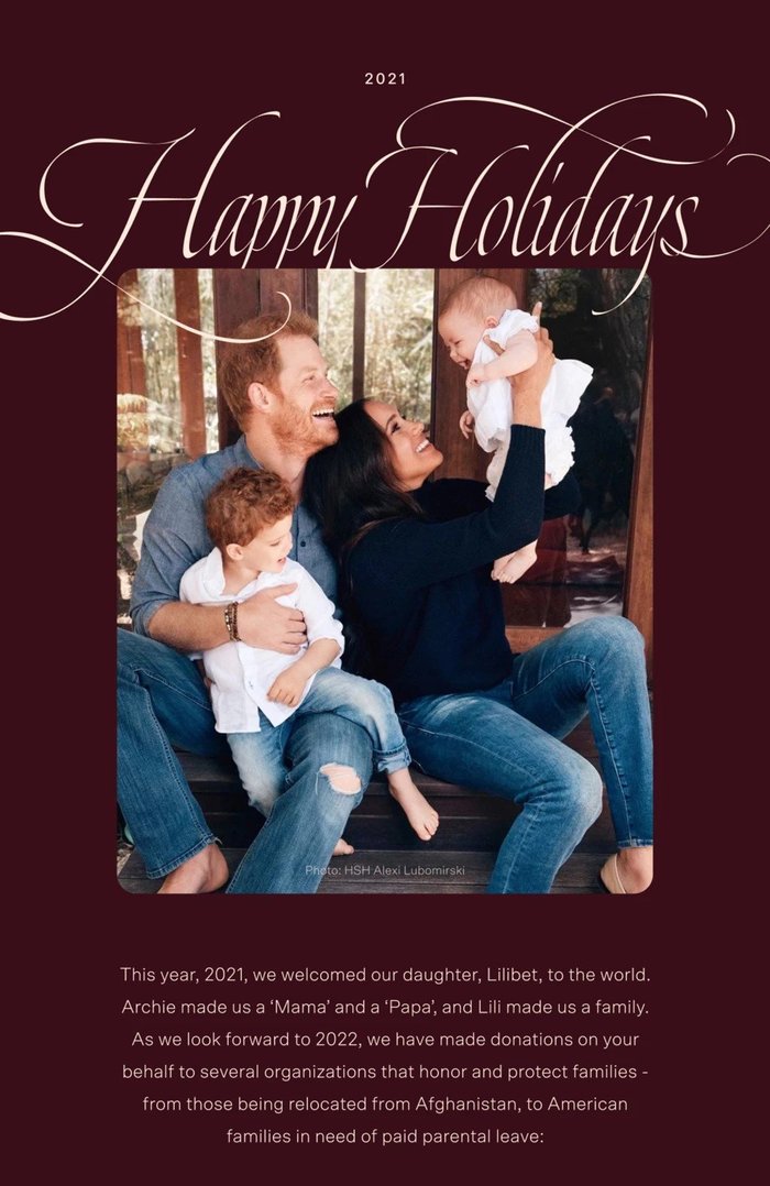 Foto da família de Harry e Meghan Markle para o Natal