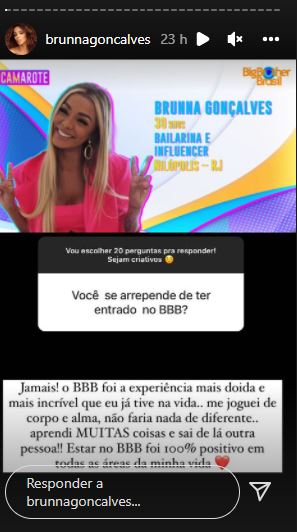 Brunna Gonçalves fala sobre BBB 22