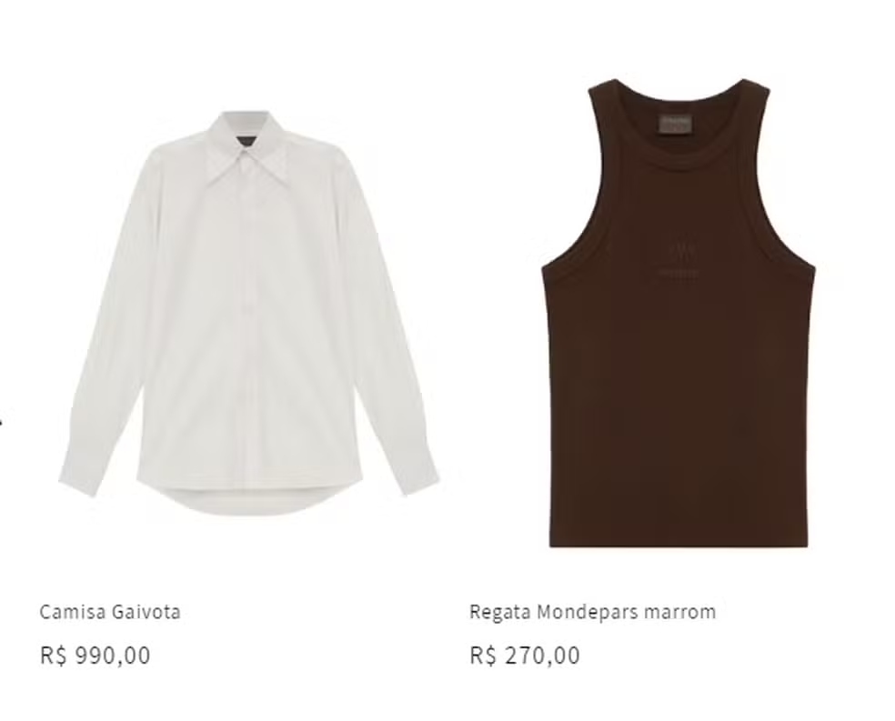Camisa e regata são peças intermediárias da marca de Sasha Meneghel