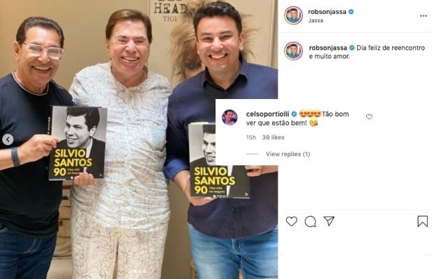 Silvio Santos surge em salão de amigo para mudar visual