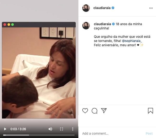 Claudia Raia posta vídeo emocionante para filha caçula