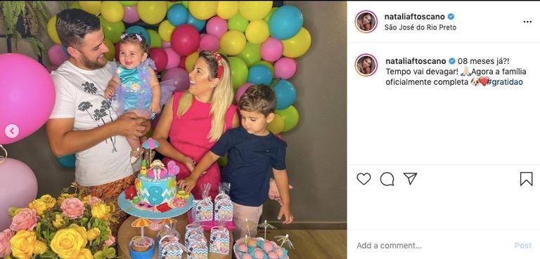 Zé Neto e Natália Toscano celebram 8 meses de filha caçula, Angelina