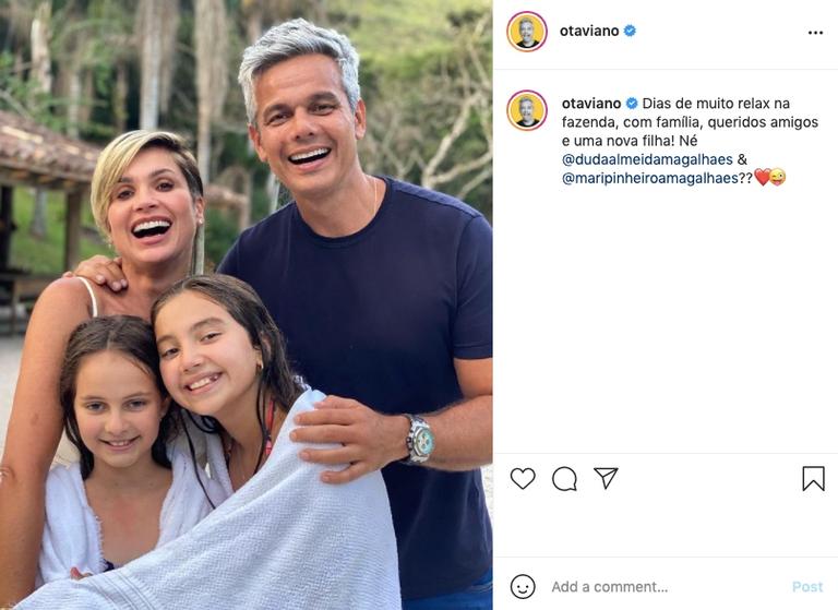 Otaviano Costa compartilha clique com a família em fazenda com amigos